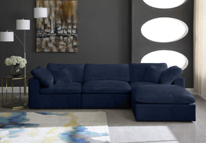 Cozy Velvet / Fiber / Engineered Wood Contemporary Navy Velvet Cloud-Like Comfort Modular Sectional - 119" W x 80" D x 32" H