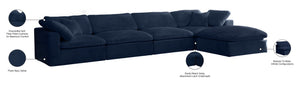Cozy Velvet / Fiber / Engineered Wood Contemporary Navy Velvet Cloud-Like Comfort Modular Sectional - 158" W x 80" D x 32" H