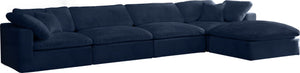 Cozy Velvet / Fiber / Engineered Wood Contemporary Navy Velvet Cloud-Like Comfort Modular Sectional - 158" W x 80" D x 32" H