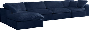 Cozy Velvet / Fiber / Engineered Wood Contemporary Navy Velvet Cloud-Like Comfort Modular Sectional - 158" W x 80" D x 32" H