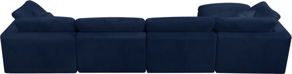 Cozy Velvet / Fiber / Engineered Wood Contemporary Navy Velvet Cloud-Like Comfort Modular Sectional - 158" W x 80" D x 32" H