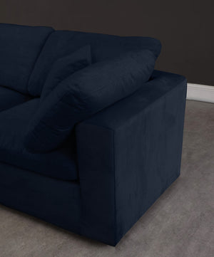 Cozy Velvet / Fiber / Engineered Wood Contemporary Navy Velvet Cloud-Like Comfort Modular Sectional - 158" W x 80" D x 32" H