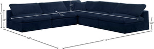 Cozy Velvet / Fiber / Engineered Wood Contemporary Navy Velvet Cloud-Like Comfort Modular Sectional - 118" W x 120" D x 32" H