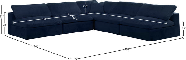 Cozy Velvet / Fiber / Engineered Wood Contemporary Navy Velvet Cloud-Like Comfort Modular Sectional - 118" W x 120" D x 32" H