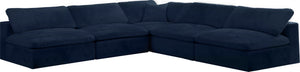 Cozy Velvet / Fiber / Engineered Wood Contemporary Navy Velvet Cloud-Like Comfort Modular Sectional - 118" W x 120" D x 32" H