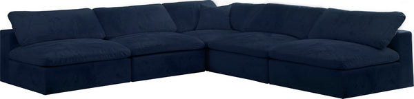 Cozy Velvet / Fiber / Engineered Wood Contemporary Navy Velvet Cloud-Like Comfort Modular Sectional - 118" W x 120" D x 32" H