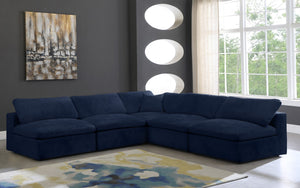 Cozy Velvet / Fiber / Engineered Wood Contemporary Navy Velvet Cloud-Like Comfort Modular Sectional - 118" W x 120" D x 32" H