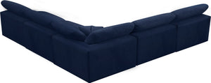 Cozy Velvet / Fiber / Engineered Wood Contemporary Navy Velvet Cloud-Like Comfort Modular Sectional - 118" W x 120" D x 32" H