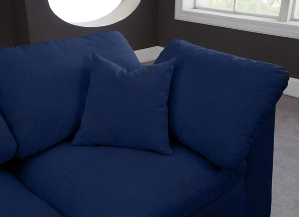 Cozy Velvet / Fiber / Engineered Wood Contemporary Navy Velvet Cloud-Like Comfort Modular Sectional - 118" W x 120" D x 32" H