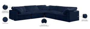 Cozy Velvet / Fiber / Engineered Wood Contemporary Navy Velvet Cloud-Like Comfort Modular Sectional - 119" W x 120" D x 32" H