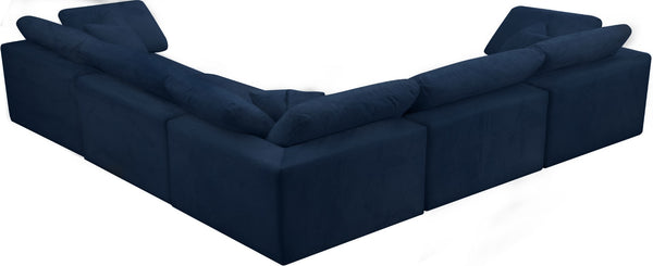 Cozy Velvet / Fiber / Engineered Wood Contemporary Navy Velvet Cloud-Like Comfort Modular Sectional - 119" W x 120" D x 32" H