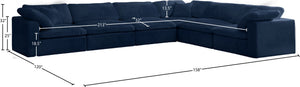 Cozy Velvet / Fiber / Engineered Wood Contemporary Navy Velvet Cloud-Like Comfort Modular Sectional - 158" W x 120" D x 32" H