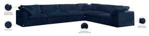 Cozy Velvet / Fiber / Engineered Wood Contemporary Navy Velvet Cloud-Like Comfort Modular Sectional - 158" W x 120" D x 32" H
