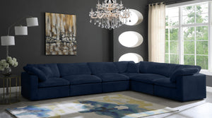 Cozy Velvet / Fiber / Engineered Wood Contemporary Navy Velvet Cloud-Like Comfort Modular Sectional - 158" W x 120" D x 32" H