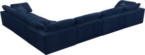 Cozy Velvet / Fiber / Engineered Wood Contemporary Navy Velvet Cloud-Like Comfort Modular Sectional - 158" W x 120" D x 32" H
