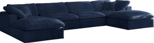 Cozy Velvet / Fiber / Engineered Wood Contemporary Navy Velvet Cloud-Like Comfort Modular Sectional - 158" W x 80" D x 32" H