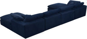 Cozy Velvet / Fiber / Engineered Wood Contemporary Navy Velvet Cloud-Like Comfort Modular Sectional - 158" W x 80" D x 32" H