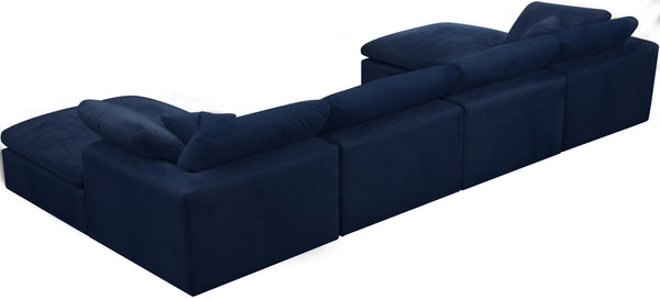 Cozy Velvet / Fiber / Engineered Wood Contemporary Navy Velvet Cloud-Like Comfort Modular Sectional - 158" W x 80" D x 32" H