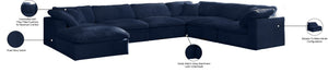 Cozy Velvet / Fiber / Engineered Wood Contemporary Navy Velvet Cloud-Like Comfort Modular Sectional - 158" W x 120" D x 32" H