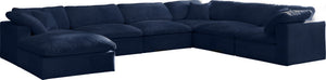 Cozy Velvet / Fiber / Engineered Wood Contemporary Navy Velvet Cloud-Like Comfort Modular Sectional - 158" W x 120" D x 32" H