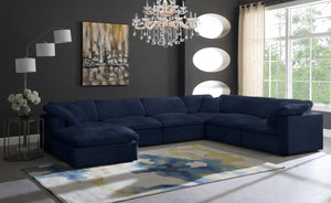Cozy Velvet / Fiber / Engineered Wood Contemporary Navy Velvet Cloud-Like Comfort Modular Sectional - 158" W x 120" D x 32" H
