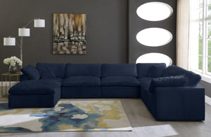 Cozy Velvet / Fiber / Engineered Wood Contemporary Navy Velvet Cloud-Like Comfort Modular Sectional - 158" W x 120" D x 32" H