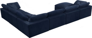 Cozy Velvet / Fiber / Engineered Wood Contemporary Navy Velvet Cloud-Like Comfort Modular Sectional - 158" W x 120" D x 32" H