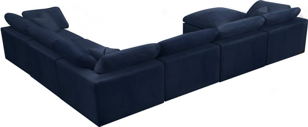 Cozy Velvet / Fiber / Engineered Wood Contemporary Navy Velvet Cloud-Like Comfort Modular Sectional - 158" W x 120" D x 32" H