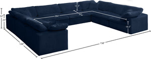 Cozy Velvet / Fiber / Engineered Wood Contemporary Navy Velvet Cloud-Like Comfort Modular Sectional - 158" W x 120" D x 32" H