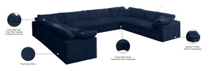 Cozy Velvet / Fiber / Engineered Wood Contemporary Navy Velvet Cloud-Like Comfort Modular Sectional - 158" W x 120" D x 32" H