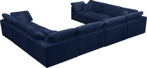 Cozy Velvet / Fiber / Engineered Wood Contemporary Navy Velvet Cloud-Like Comfort Modular Sectional - 158" W x 120" D x 32" H