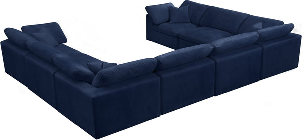 Cozy Velvet / Fiber / Engineered Wood Contemporary Navy Velvet Cloud-Like Comfort Modular Sectional - 158" W x 120" D x 32" H