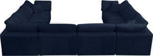 Cozy Velvet / Fiber / Engineered Wood Contemporary Navy Velvet Cloud-Like Comfort Modular Sectional - 158" W x 120" D x 32" H