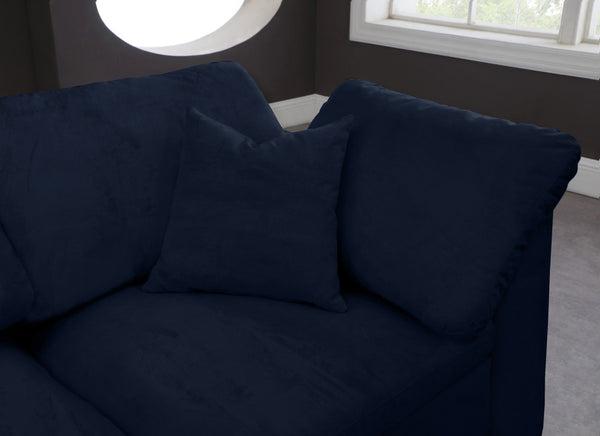 Cozy Velvet / Fiber / Engineered Wood Contemporary Navy Velvet Cloud-Like Comfort Modular Sectional - 158" W x 120" D x 32" H