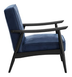 Zuo Modern Rocky 100% Polyester, MDF, Rubberwood Mid Century Commercial Grade Arm Chair Blue, Black 100% Polyester, MDF, Rubberwood