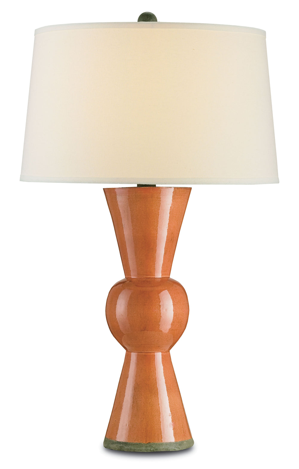 Upbeat Orange Table Lamp - Stylish Terracotta Design with Off-White Linen Shade & 3-Way Switch