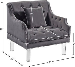 Roxy Acrylic / Velvet / Engineered Wood / Metal / Foam Contemporary Grey Velvet Chair - 33.5" W x 32" D x 35" H