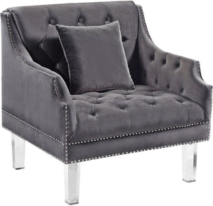 Roxy Acrylic / Velvet / Engineered Wood / Metal / Foam Contemporary Grey Velvet Chair - 33.5" W x 32" D x 35" H