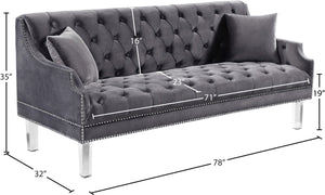 Roxy Acrylic / Velvet / Engineered Wood / Metal / Foam Contemporary Grey Velvet Sofa - 78" W x 32" D x 35" H