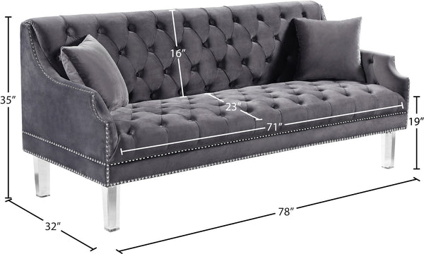 Roxy Acrylic / Velvet / Engineered Wood / Metal / Foam Contemporary Grey Velvet Sofa - 78" W x 32" D x 35" H