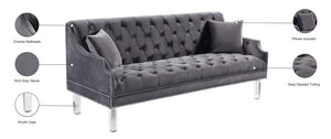 Roxy Acrylic / Velvet / Engineered Wood / Metal / Foam Contemporary Grey Velvet Sofa - 78" W x 32" D x 35" H