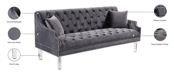Roxy Acrylic / Velvet / Engineered Wood / Metal / Foam Contemporary Grey Velvet Sofa - 78" W x 32" D x 35" H