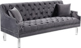 Roxy Acrylic / Velvet / Engineered Wood / Metal / Foam Contemporary Grey Velvet Sofa - 78" W x 32" D x 35" H