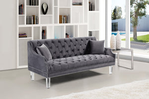 Roxy Acrylic / Velvet / Engineered Wood / Metal / Foam Contemporary Grey Velvet Sofa - 78" W x 32" D x 35" H