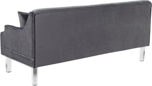 Roxy Acrylic / Velvet / Engineered Wood / Metal / Foam Contemporary Grey Velvet Sofa - 78" W x 32" D x 35" H