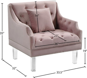 Roxy Acrylic / Velvet / Engineered Wood / Metal / Foam Contemporary Pink Velvet Chair - 33.5" W x 32" D x 35" H