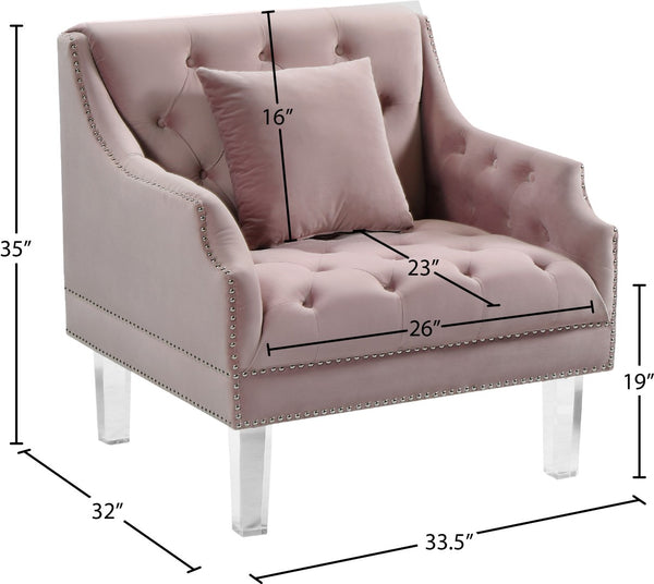 Roxy Acrylic / Velvet / Engineered Wood / Metal / Foam Contemporary Pink Velvet Chair - 33.5" W x 32" D x 35" H