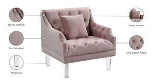Roxy Acrylic / Velvet / Engineered Wood / Metal / Foam Contemporary Pink Velvet Chair - 33.5" W x 32" D x 35" H