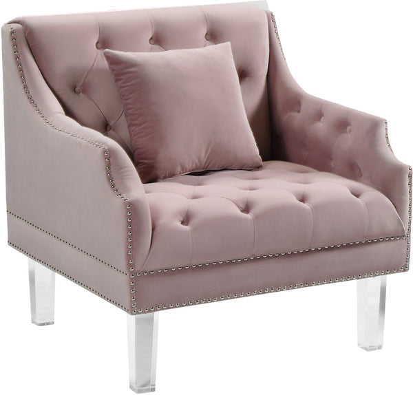 Roxy Acrylic / Velvet / Engineered Wood / Metal / Foam Contemporary Pink Velvet Chair - 33.5" W x 32" D x 35" H