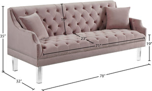 Roxy Acrylic / Velvet / Engineered Wood / Metal / Foam Contemporary Pink Velvet Sofa - 78" W x 32" D x 35" H